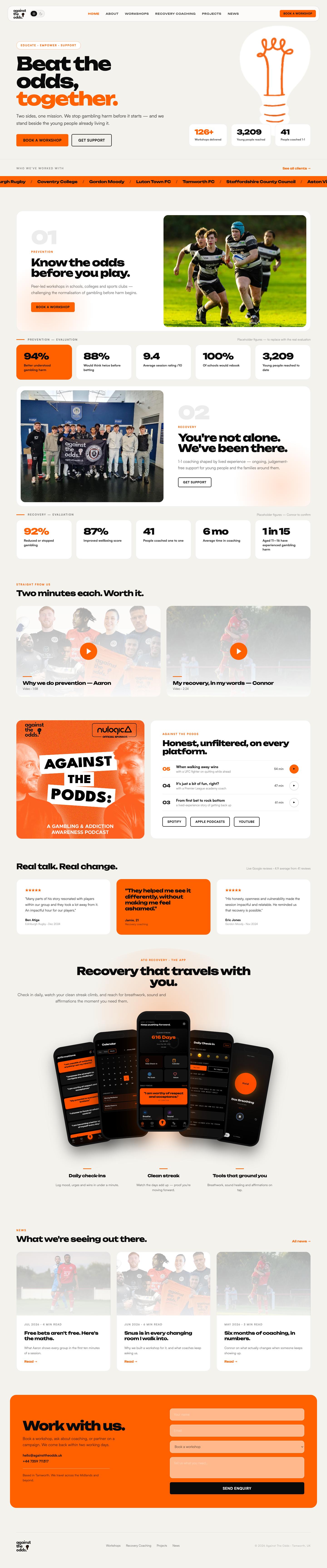 Homepage in light mode