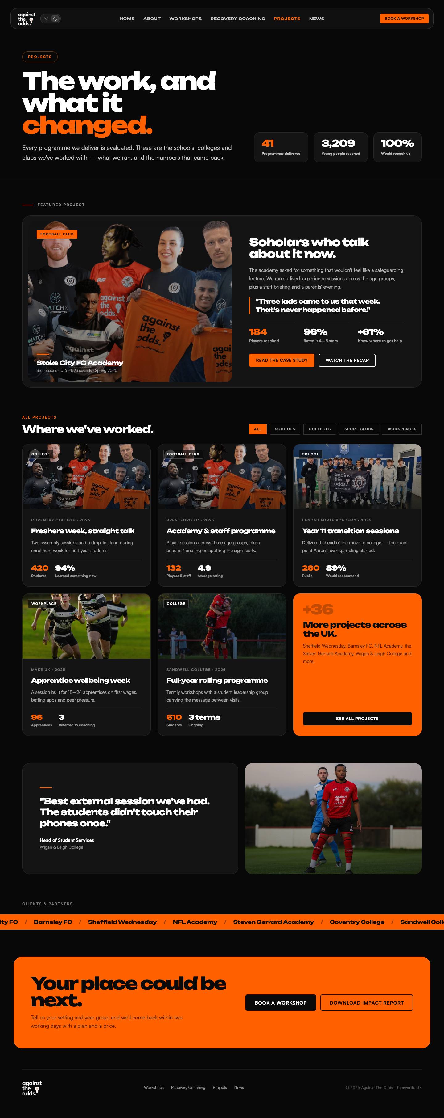 Projects page design